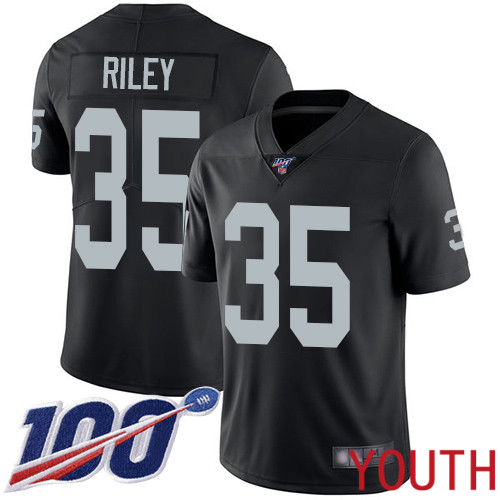 Oakland Raiders Limited Black Youth Curtis Riley Home Jersey NFL Football #35 100th Season Vapor Jersey